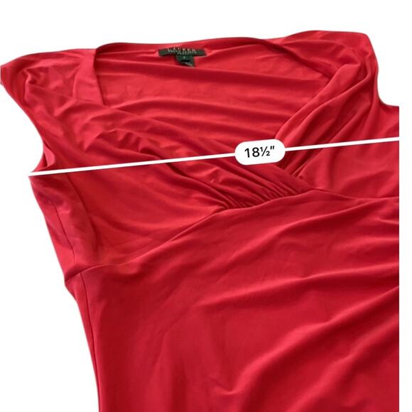 Ralph Lauren Red Ruched Wrap Midi Dress Size 8 - Picture 6 of 9